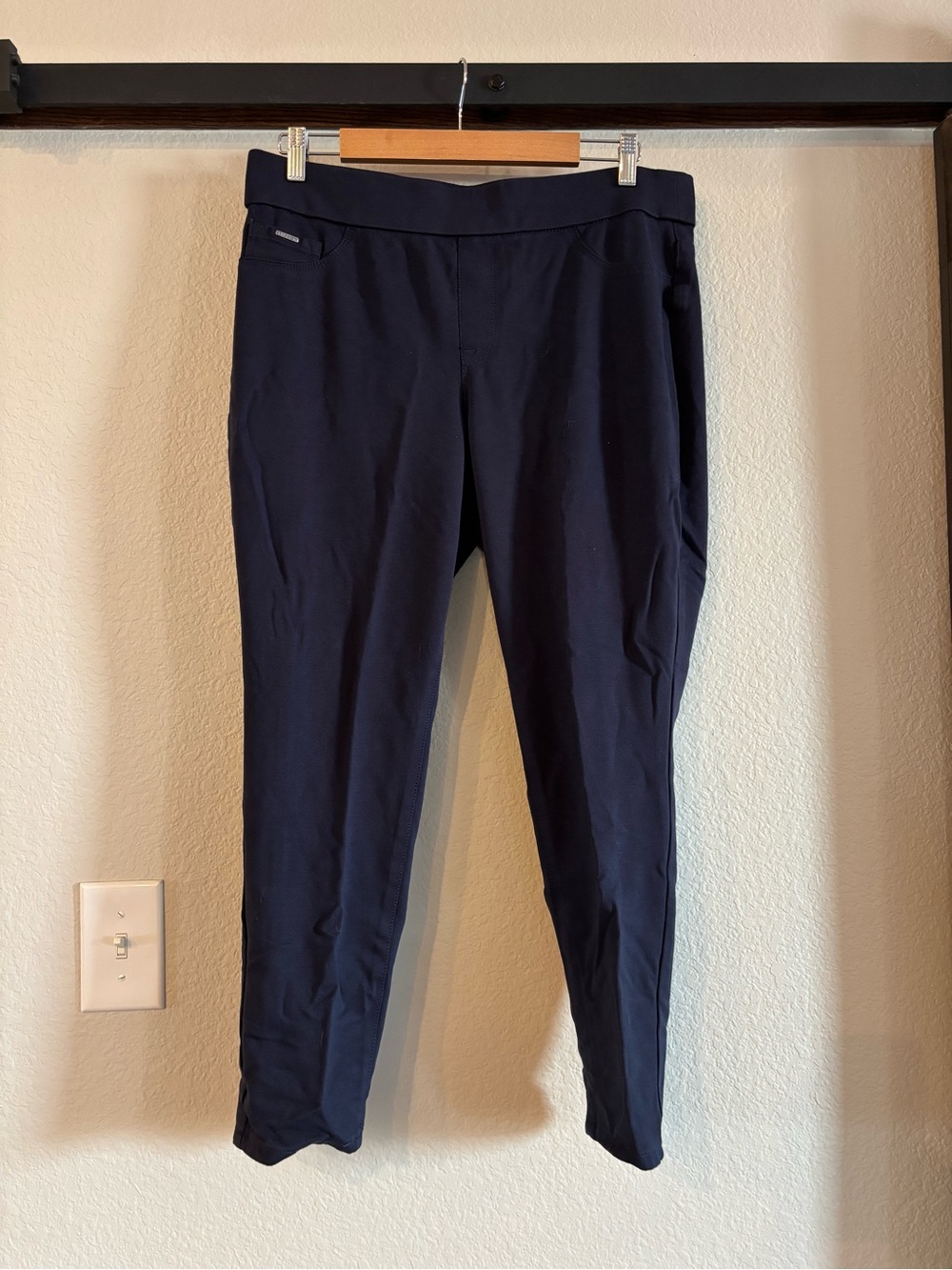 Nine West Navy Blue Pull On Skinny Ponte Stretch Ankle Pants XL